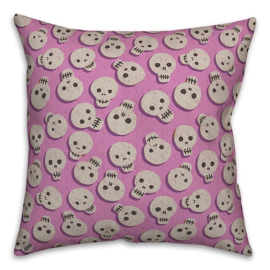 Pink Skull Pattern Throw Pillow